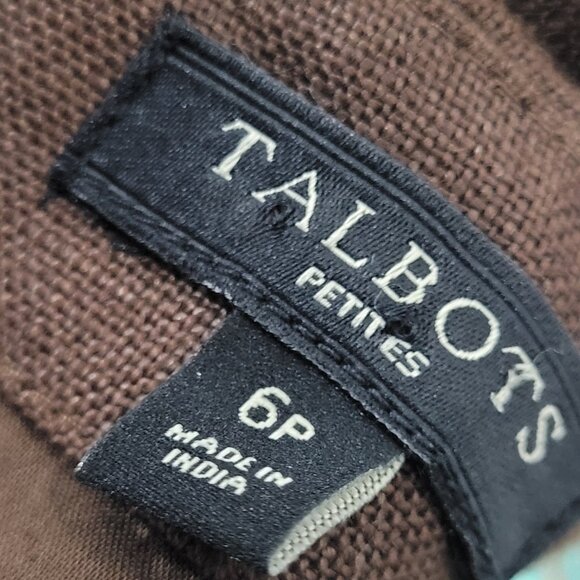 Talbots Brown 100% Linen Rhinestone Sleeveless Cotton Lined Sheath Dress 6P - Picture 3 of 11